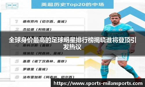 全球身价最高的足球明星排行榜揭晓谁将登顶引发热议